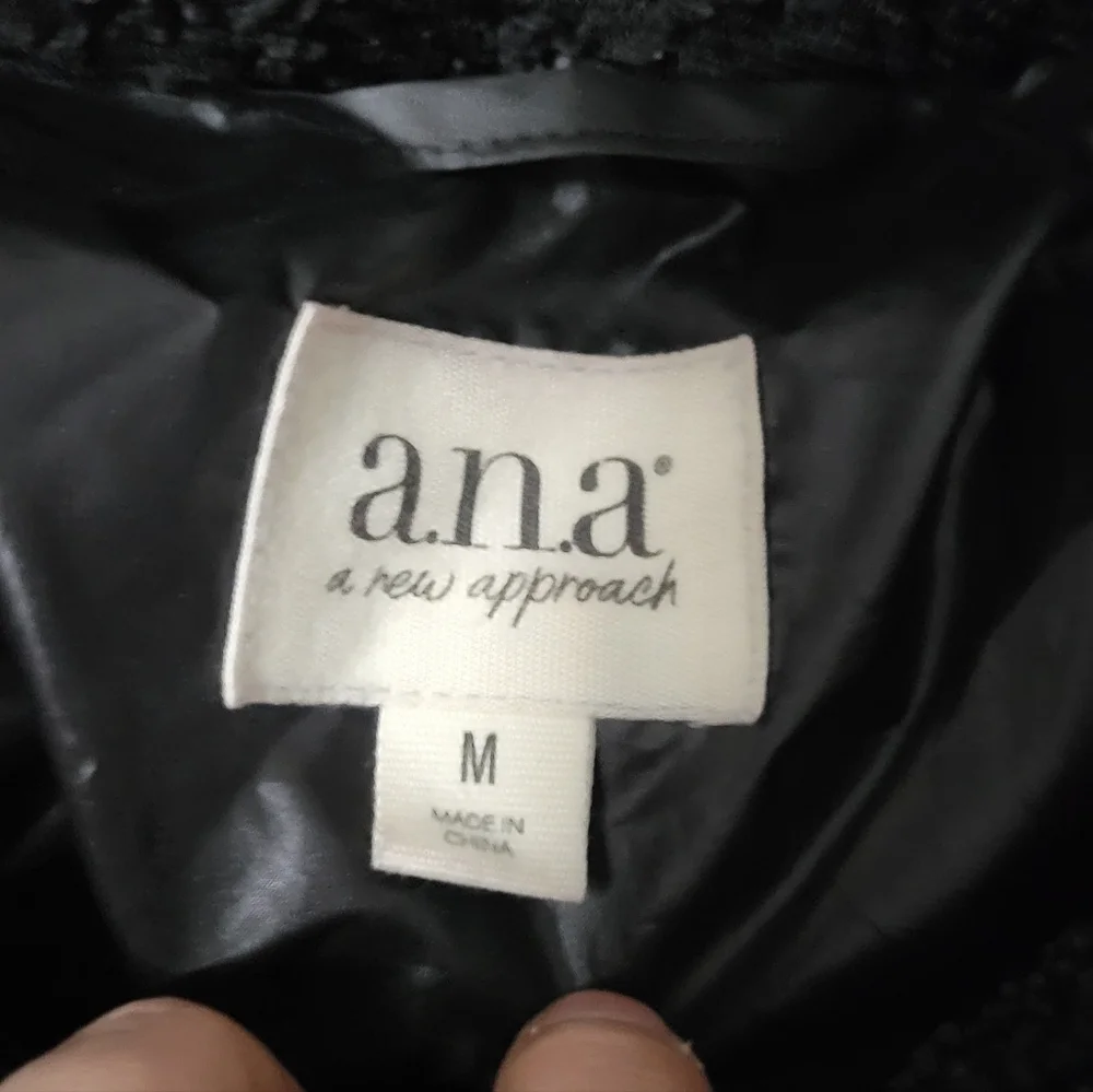A.n.a Black Glossy Puffer Sherpa Detail Hooded Chic Cold Winter Weather Jacket